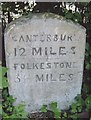 Old Milestone by the A260, south of Densole, Swingfield Parish