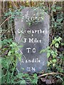 Old Milestone by the B3400, north of Penddaulwyn-fawr, Llangunnor Parish