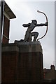 TQ2789 : East Finchley station: the archer sculpture by Christopher Hilton
