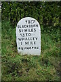 Old Milestone by the former A59, Billington and Langho Parish