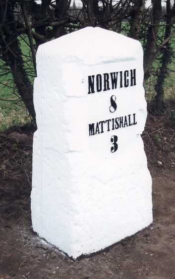 Old Milestone by Mattishall Road, Honingham Parish