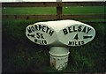 NZ1482 : Old Milepost, B6524, West of West Edington by IA Davison