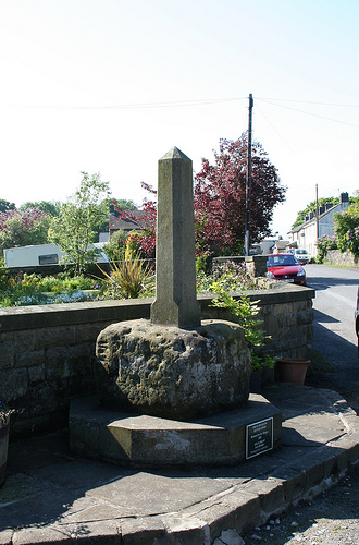 Old Central Cross in Great Hucklow main street