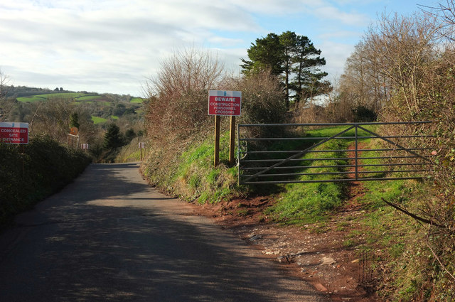 Gate and track by Kingskerswell Road