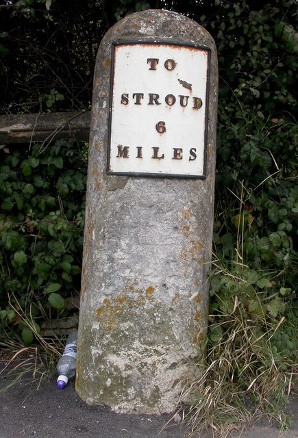 Old Milestone by the A38, Claypits, Eastington parish