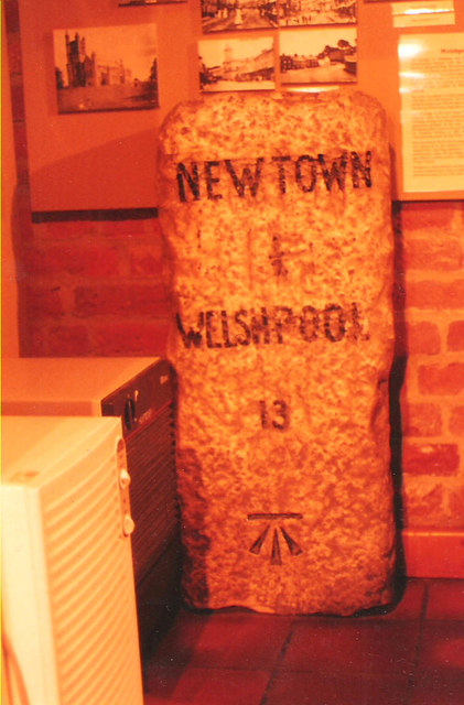 Old Milestone in Powysland Museum, Canal Wharf, Welshpool