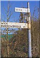 Old Direction Sign - Signpost by the lane to Wick, Langport parish