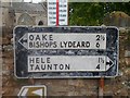 Old Direction Sign - Signpost by churchyard wall, Bradford-on-Tone