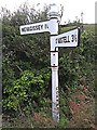 Old Direction Sign - Signpost at Tregiskey turn on the B3273