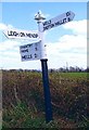 Direction Sign - Signpost on crossroads southeast of Leigh on Mendip