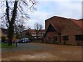 Village Hall, with the hospital behind, Papworth Everard