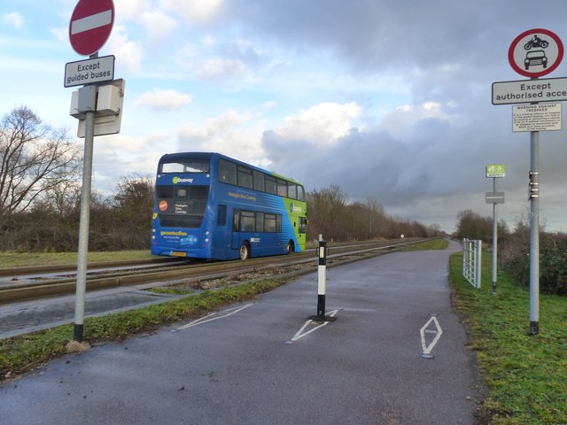 Guided bus crossing Fen Drayton Lakes Nature Reserve