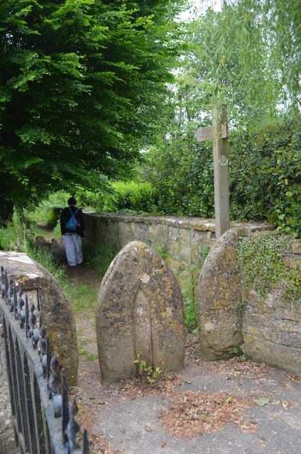 Squeeze stile, footpath by Church of St Michael and All Angels, Haselbury Plucknett