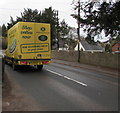 Yellow Morrisons home delivery van in Mitchel Troy, Monmouthshire