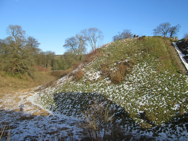 Snow-dusted motte at Berkhamsted Castle