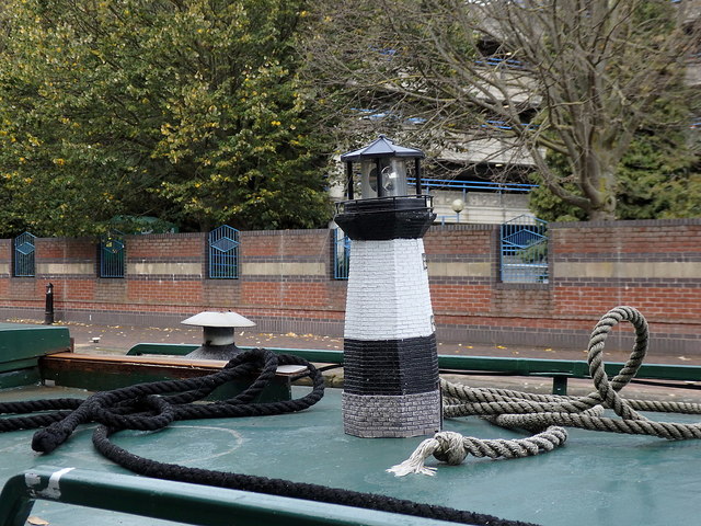 Lighthouse atop a canal boat, Birmingham Canal, Birmingham