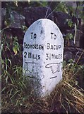 SD9123 : Old Milestone by the A681, Bacup Road, Clough Foot by C Minto