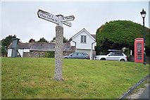 SW9975 : Old Direction Sign - Signpost in Chapel Amble, St Kew parish by Milestone Society