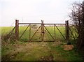 Gated farm track into fields north of Wellbeck Road