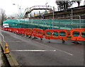 Temporary barriers on Park Street, Treforest