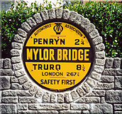 SW8036 : Old AA Sign on Comfort Road, Mylor Bridge by Milestone Society