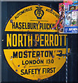 Old circular AA Sign on the A3066 New Street in North Perrott