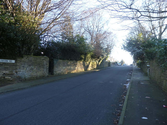 Looking up Lister Lane from Lodore Road