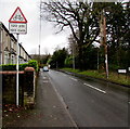 Warning sign - cyclists 120 yards ahead, Five Locks Road, Cwmbran