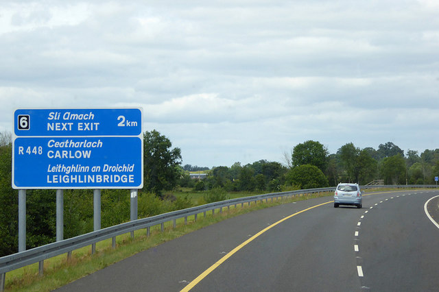 Northbound M9 towards Junction 6 for Carlow and Leighlinbridge