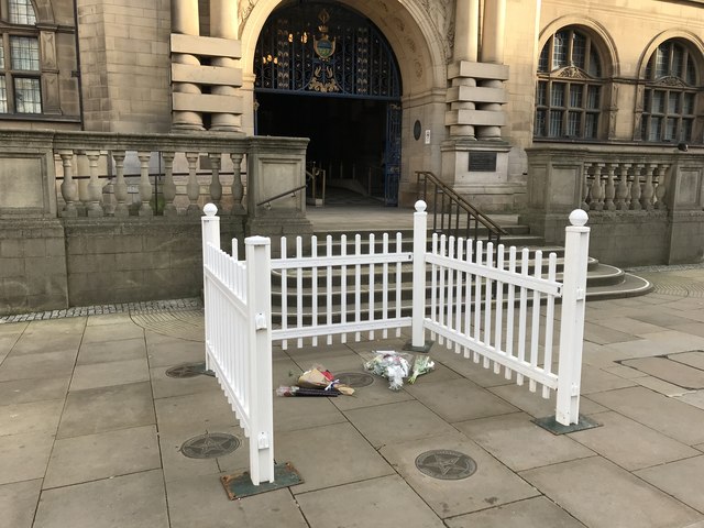 Floral Tributes Outside Sheffield Town Hall