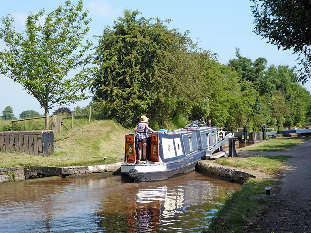 Narrowboat entering Audlem Lock No 8 in... © Roger D Kidd :: Geograph ...