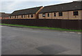 St Andrews Close houses behind a fence, Pontrhydyrun, Cwmbran