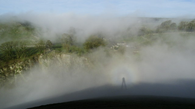 Morning fog on Aldery Cliff at Earl Sterndale & Brocken Spectre