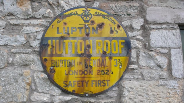 Old circular AA Sign in Hutton Roof