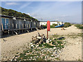 Modern beach huts, Monmouth Beach, Lyme Regis