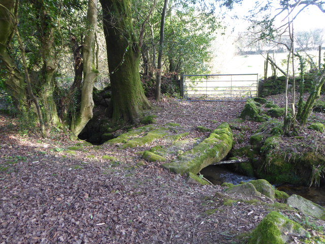 Stone bridge over the stream near Blackcoombe Farm