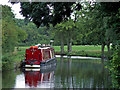 Moored narrowboat south of Barlaston in Staffordshire