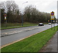 Clearway signs alongside the A4051 Cwmbran Bridge, Cwmbran