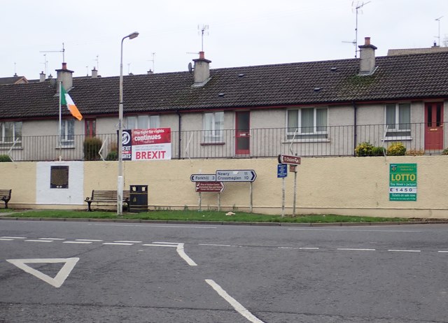 The junction of Maphoner Road and Church Road in the centre of Mullaghbawn