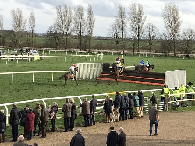 Jumping the first fence - Fakenham... © Richard Humphrey :: Geograph ...