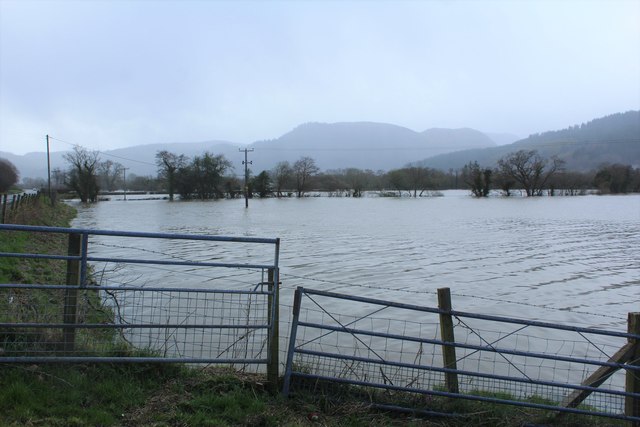 Flooded fields beside A470 road