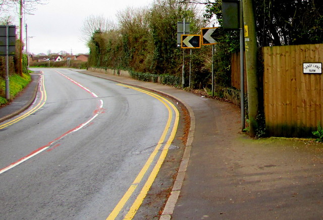 No parking on this bend in Marshfield Road, Marshfield