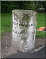 SJ6589 : Old Milestone by the A57, Manchester Road, Woolston by M Faherty