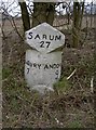 SU4256 : Old Milestone by the A343, Red Hill, Crux Easton by K Lawrence