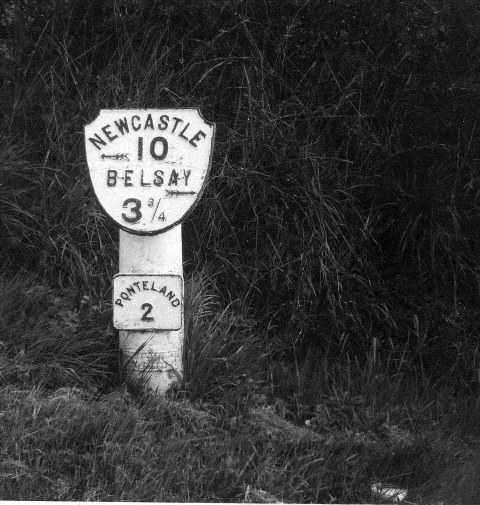 Old Milepost, north of West Coldcoats Bridge, A696