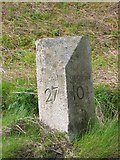NN1456 : Old Milestone by the A82, Loch Achtriochan, Glen Coe by Milestone Society