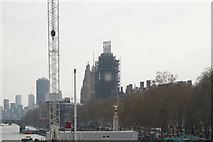 TQ3079 : View of the Westminster Clock Tower from the Golden Jubilee Bridge #2 by Robert Lamb