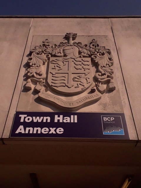 Bournemouth: BCP Council signage on the Town Hall Annexe