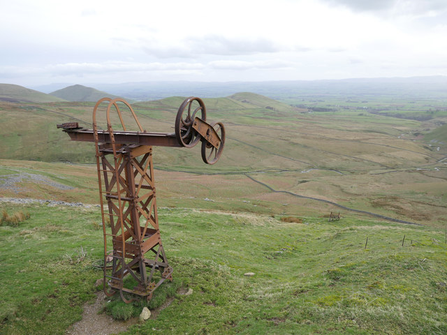 Aerial ropeway remains above the Knock Ore Gill