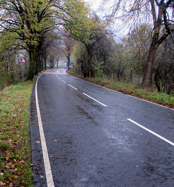 Towards a bend in Rhigos Road beyond Treherbert